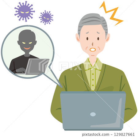 Elderly man victim of computer virus Elderly man victim of computer virus 129827661