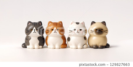 四隻貓依偎在一起 129827663