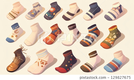 多彩的襪子 129827675