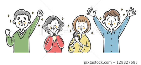 幸福的家庭兩代上半身向量 129827683