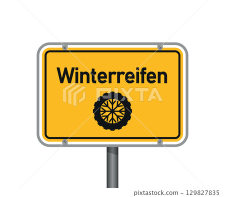 yellow trafic sign winter check isolated vector illustration 129827835