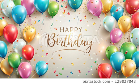 Frame of decoration birthday party on a pastel blue background with copy space top view 129827848