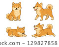 Cute Shiba Inu illustration set 129827858