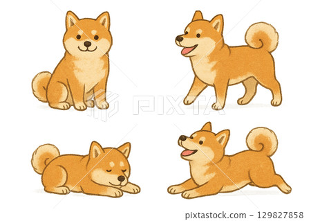 Cute Shiba Inu illustration set Cute Shiba Inu illustration set 129827858