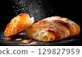 Freshly baked ciabatta bread with flour sprinkle 129827959