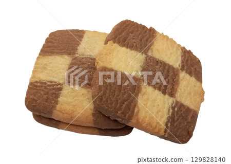 Checkerboard Pattern Cookie isolated on white background Checkerboard Pattern Cookie isolated on white background 129828140