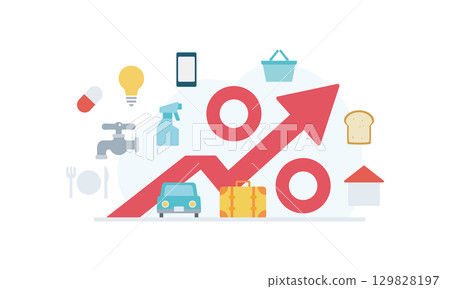 Illustration showing the rising cost of living 129828197