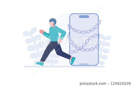 一名男子帶著智慧型手機跑步 129828209