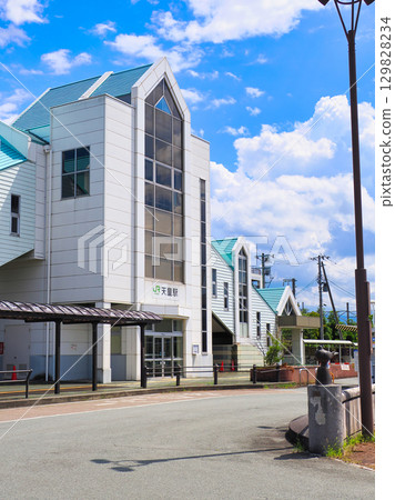 The west exit of Tendo Station under a refreshing blue sky, Tendo City, Yamagata Prefecture The west exit of Tendo Station under a refreshing blue sky, Tendo City, Yamagata Prefecture 129828234