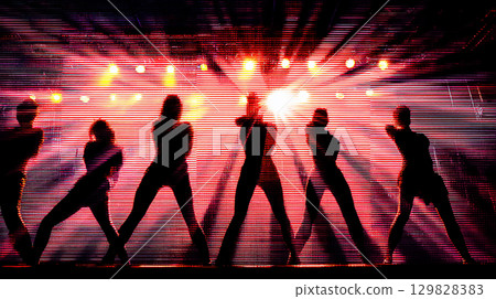 Dance performance silhouette and light effects 129828383