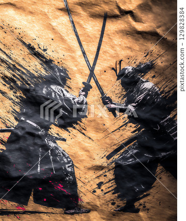 Artwork depicting samurai fighting 129828384