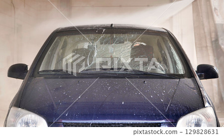 Automatic car wash cleaning vehicle with soap and pressurized water 129828631