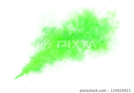 Green smoke cloud isolated on transparent background for use in design, digital art, advertising, or abstract visual effects 129828921