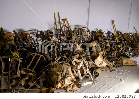 Crutches and Prosthetics at Auschwitz Museum Crutches and Prosthetics at Auschwitz Museum 129829088