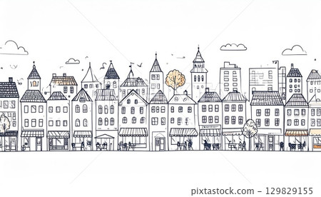 《AI圖像》簡約城市景觀線描插畫 《AI圖像》簡約城市景觀線描插畫 129829155