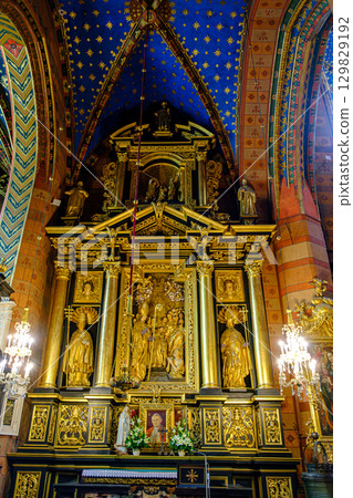 Altarpiece and Pope John Paul II Portrait,, Krakow, Poland. 129829192
