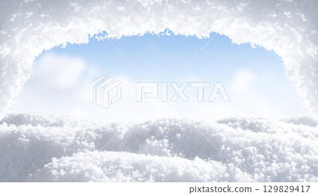 雪屋和鬆軟的雪景 雪屋和鬆軟的雪景 129829417