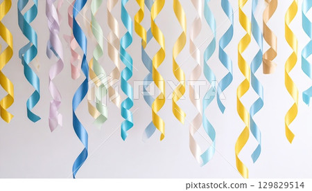 AI 影像：許多彩色絲帶垂下來 129829514