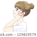 Woman doing parotid gland massage 129829579