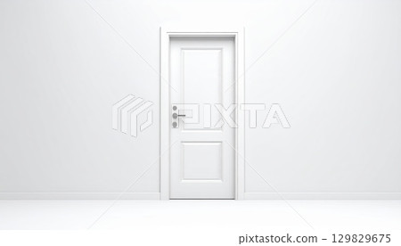 《AI Image》White door on a white wall 129829675