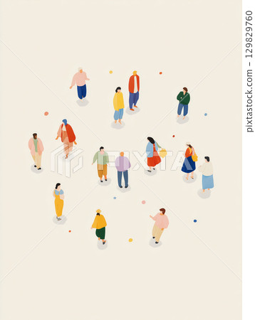 Colorful illustration of people walking 129829760