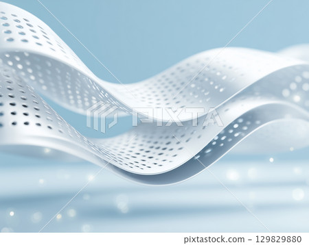 沖孔金屬的弧形造型在淺藍色背景中格外醒目 129829880