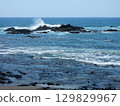 波浪在海岸上擊敗 129829967