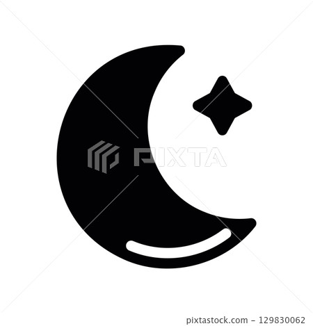 Simple black vector icon with a theme moonlit sky Simple black vector icon with a theme moonlit sky 129830062