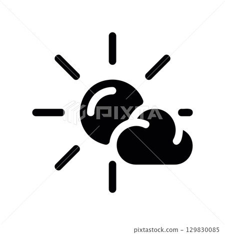 Simple black vector icon with a theme sunny, cloudy 129830085