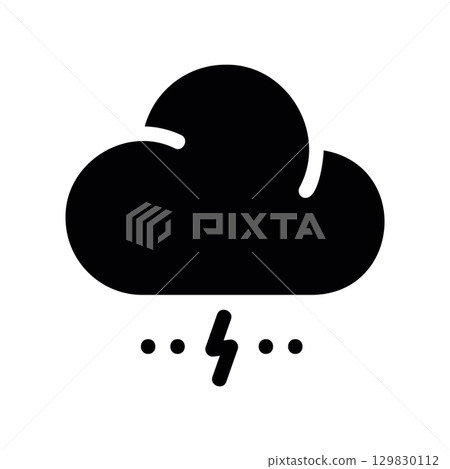 Simple black vector icon with a theme cloud, lightning, hail 129830112