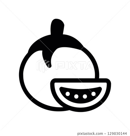 Simple black vector icon with a theme cherry tomato, whole, sliced Simple black vector icon with a theme cherry tomato, whole, sliced 129830144