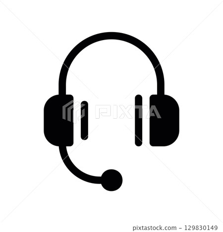 Simple black vector icon with a theme microphone headphones Simple black vector icon with a theme microphone headphones 129830149