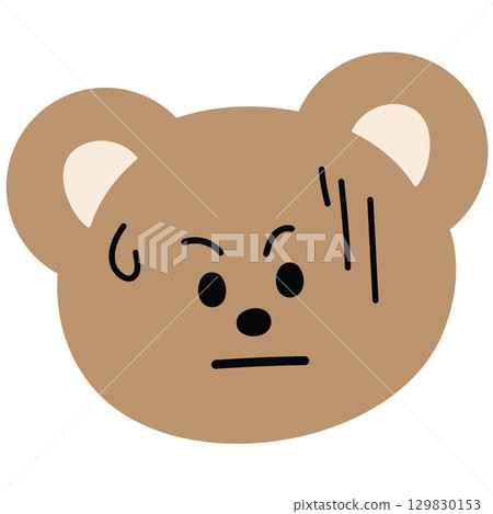 Illustration of teddy bear's nervous, awkward, stress expression for animal print, cartoon character, comic, mascot, emoji, feelings, mood, cute patches, kid doll, plush toy, sticker, brooch, icon Illustration of teddy bear's nervous, awkward, stress expression for animal print, cartoon character, comic, mascot, emoji, feelings, mood, cute patches, kid doll, plush toy, sticker, brooch, icon 129830153