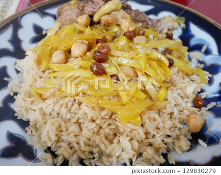 Traditional Uzbek dish plov (Samarkand style) Traditional Uzbek dish plov (Samarkand style) 129830279