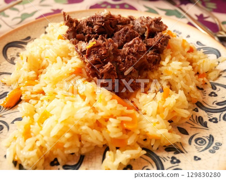 Traditional Uzbek dish plov (Khiva style) 129830280