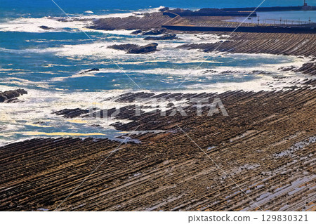 [Miyazaki Prefecture] Washboard (Demon's Washboard) on the Nichinan Coast seen from the roadside station Phoenix Observatory 129830321