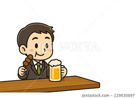 一個微型男子在立式酒吧享用烤肉串 129830897