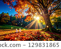 two white rabbits in a mountain meadow 129831865