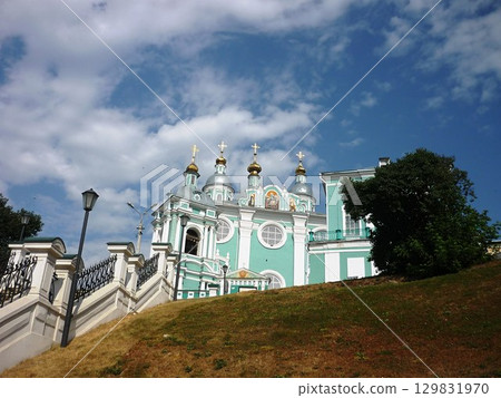 Smolensk. Russia. Holy Dormition Cathedral against the blue sky.  129831970