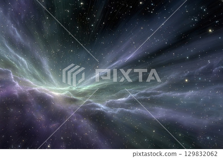 Stunning Timelapse Starburst Effect with Light Rays Extending Through Cosmic Space Imagery 129832062