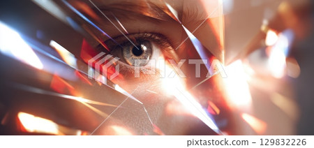 Intricate Fusion of Woman's Face with AI Inspired Elements 129832226
