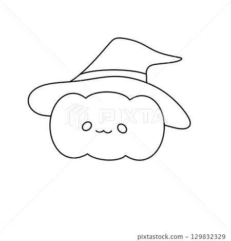 A cartoon pumpkin with a hat on top 129832329