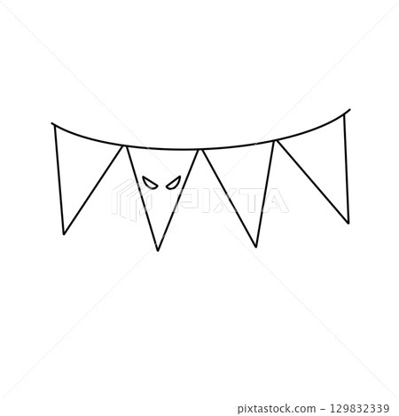 A white banner with a cartoonish face drawn on it 129832339