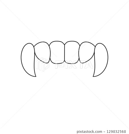 A cartoonish drawing of a vampire's teeth 129832568