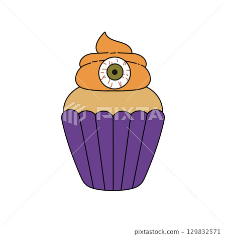 A cupcake with a green eye on top of it 129832571