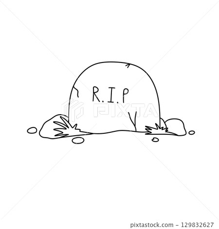 A stone with the word RIP written on it 129832627