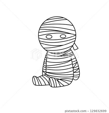 A cartoon of a mummy with a bandage around its head A cartoon of a mummy with a bandage around its head 129832699