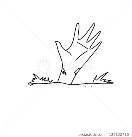 A hand is shown in a white background with a broken bone 129832710
