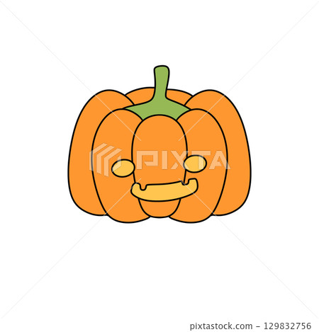 A cartoon pumpkin with a smile on its face 129832756