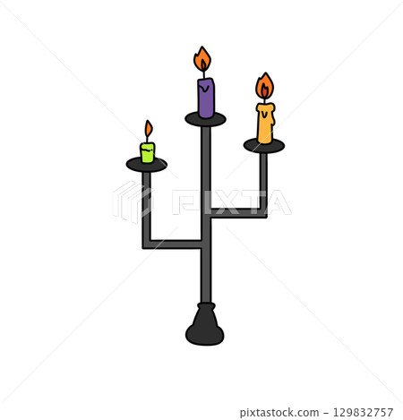 A candle holder with three candles on it 129832757